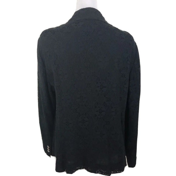 Chico’s ~Woman Size 2~ Black Lace Jacket Lined Cotton Blend Button Front NWT - Picture 9 of 12